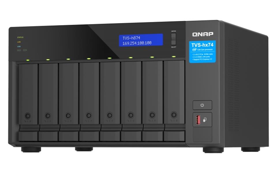 QNAP TVS-h874 NAS Tower Ethernet LAN Zwart i5-12400