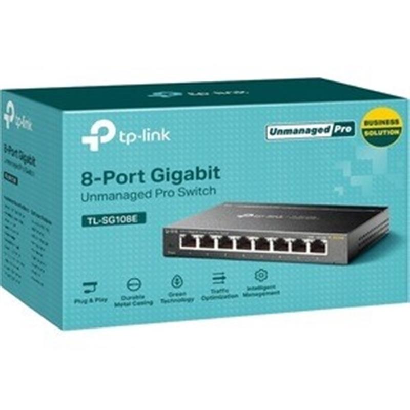 TP-LINK TL-SG108E netwerk-switch Unmanaged L2 Gigabit Ethernet (10/100/1000) Zwart