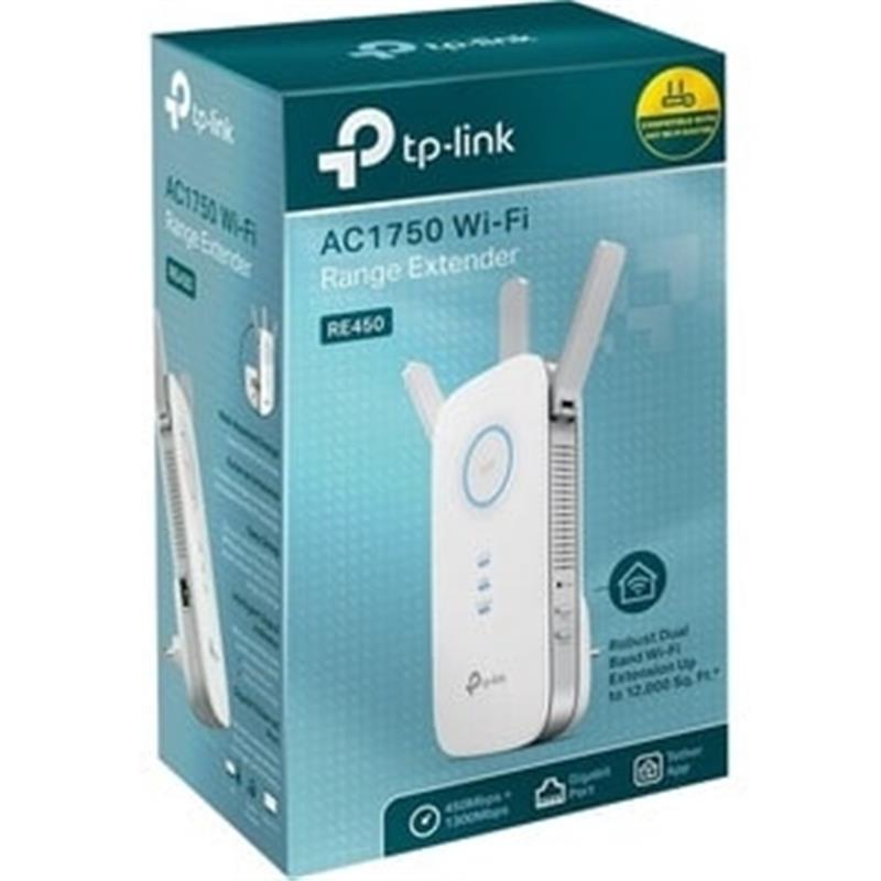 TP-LINK RE450 netwerkextender Netwerkzender Wit 10, 100, 1000 Mbit/s