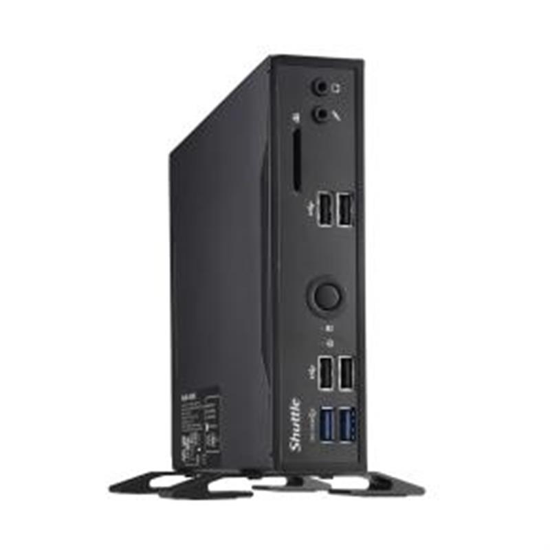 Shuttle XPC slim Barebone DS20UV2, Celeron 5205U, 1xHDMI, 1xDP, 1xVGA, 2xLAN (1xGbit, 1x2.5Gbit), 1xCOM, 8xUSB, ventilatorloos, 24/7 permanent gebruik