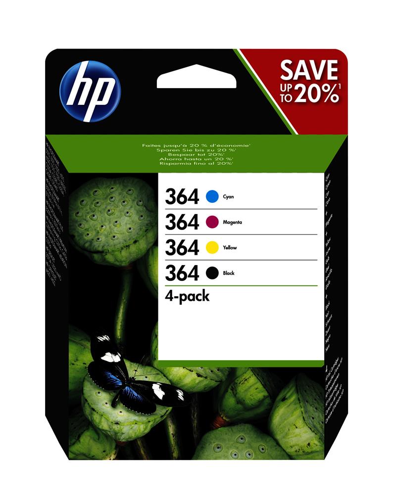 HP 364 Origineel Zwart, Cyaan, Magenta, Geel Multipack