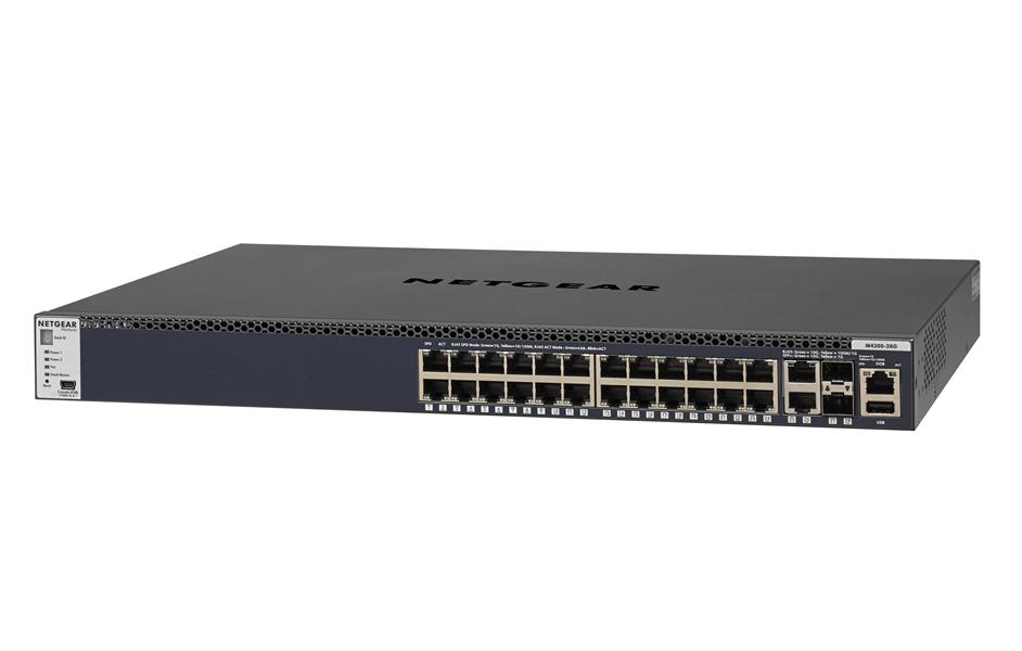 Netgear ProSAFE Managed Switch - GSM4328S - 24 Gigabit Ethernet poorten 10/100/1000 Mbps + 2 x SFP+ & 2 x 10GBASE-T poorten