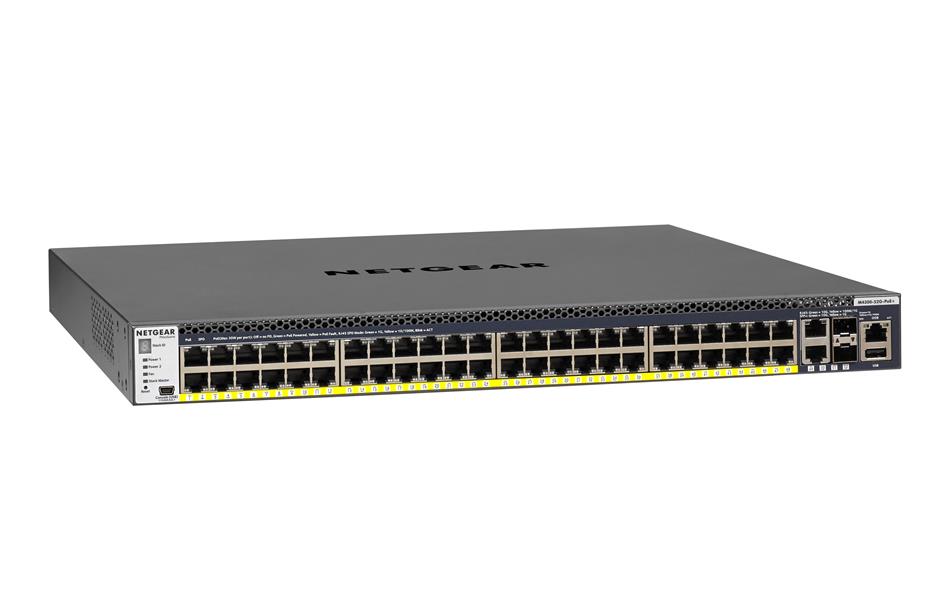 Netgear ProSAFE Managed Switch - GSM4352PA - Stackable platform met 48 PoE+ poorten + 2 x SFP+ en 2 x 10GBASE-T poorten (550W PSU)