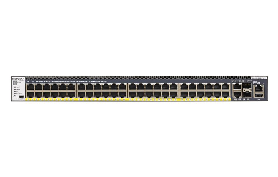 NETGEAR ProSAFE Managed Switch - GSM4352PB - Stackable platform met 48 PoE+ poorten + 2 x SFP+ en 2 x 10GBASE-T poorten (1000W PSU)