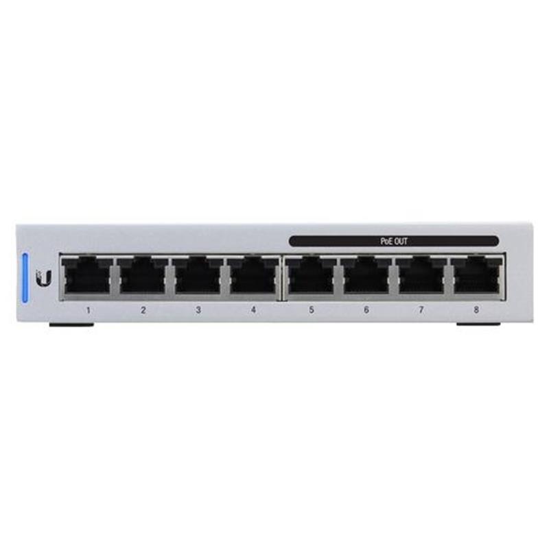 Ubiquiti UniFi Switch 8 Managed Gigabit Ethernet 10 100 1000 Power over Ethernet PoE Grijs