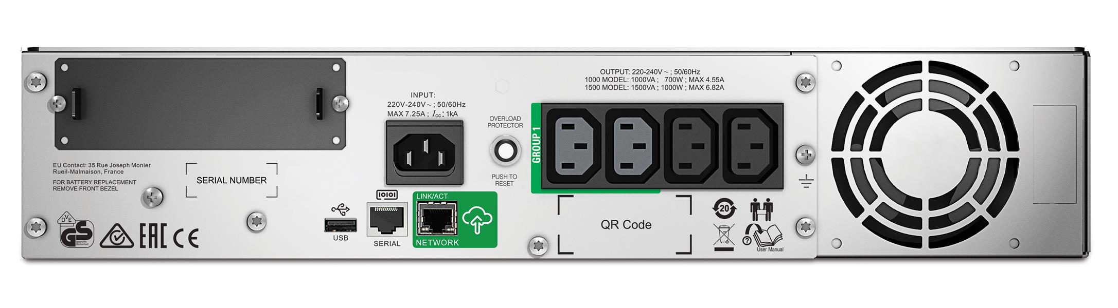 APC Smart-UPS SMT1500RMI2UC Noodstroomvoeding - 4x C13, USB, Rack Mountable, 2U, SmartConnect, 1500VA