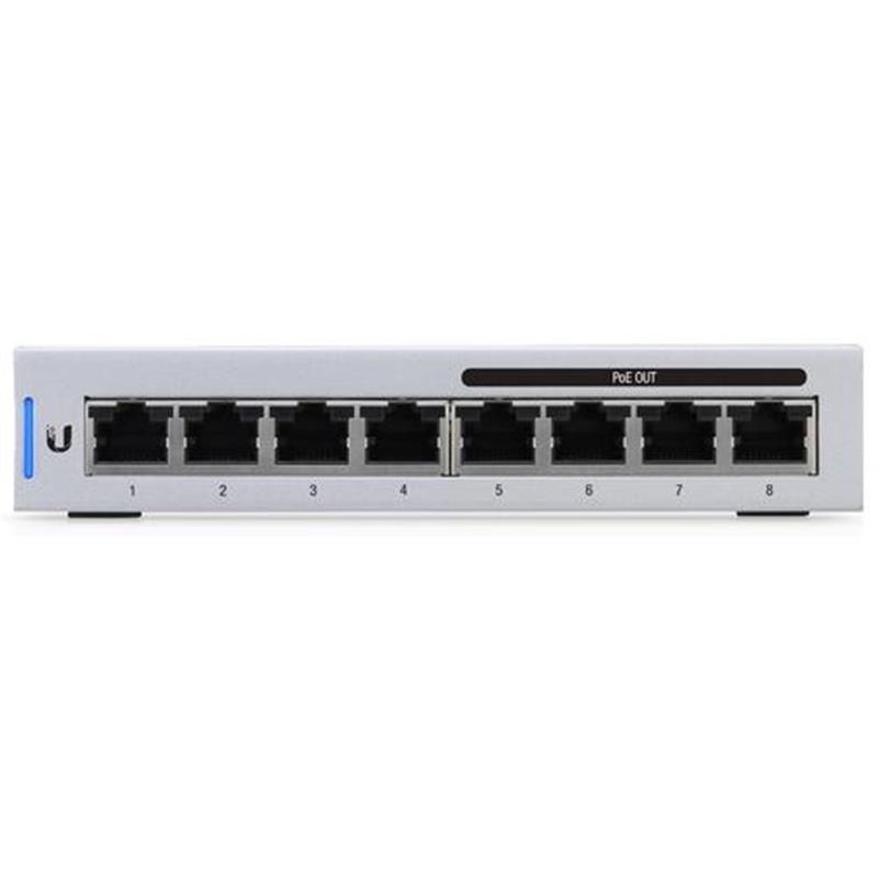 Ubiquiti UniFi Switch 8 Managed Gigabit Ethernet 10 100 1000 Power over Ethernet PoE Grijs