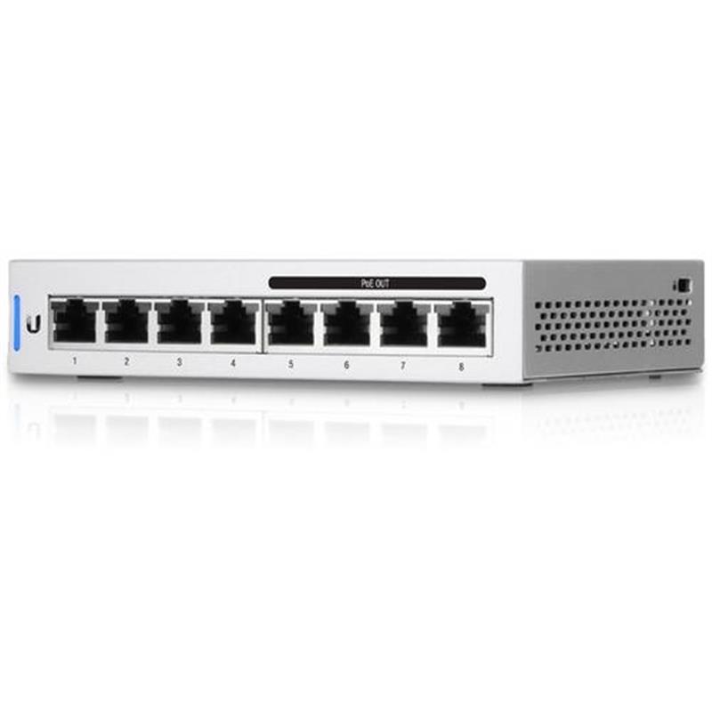 Ubiquiti UniFi Switch 8 Managed Gigabit Ethernet 10 100 1000 Power over Ethernet PoE Grijs