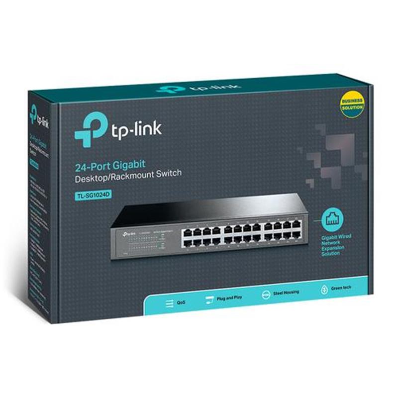 TP-LINK 24-Port Gigabit Desktop/Rackmount Switch Unmanaged Gigabit Ethernet (10/100/1000) Grijs