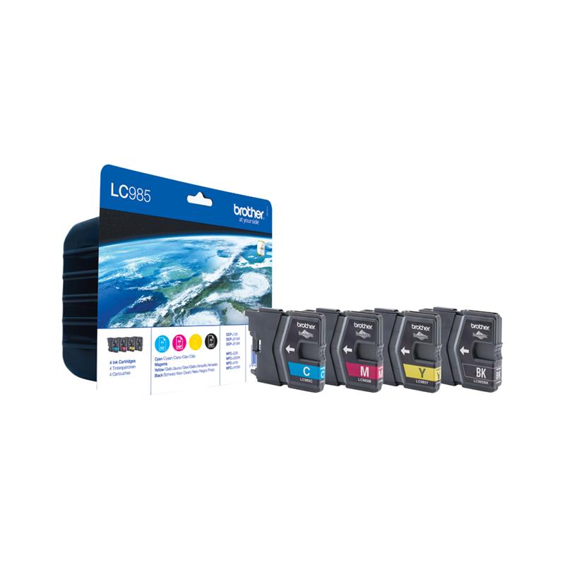 Brother LC-985VALBPDR inktcartridge Origineel Zwart, Cyaan, Magenta, Geel Multipack 4 stuk(s)