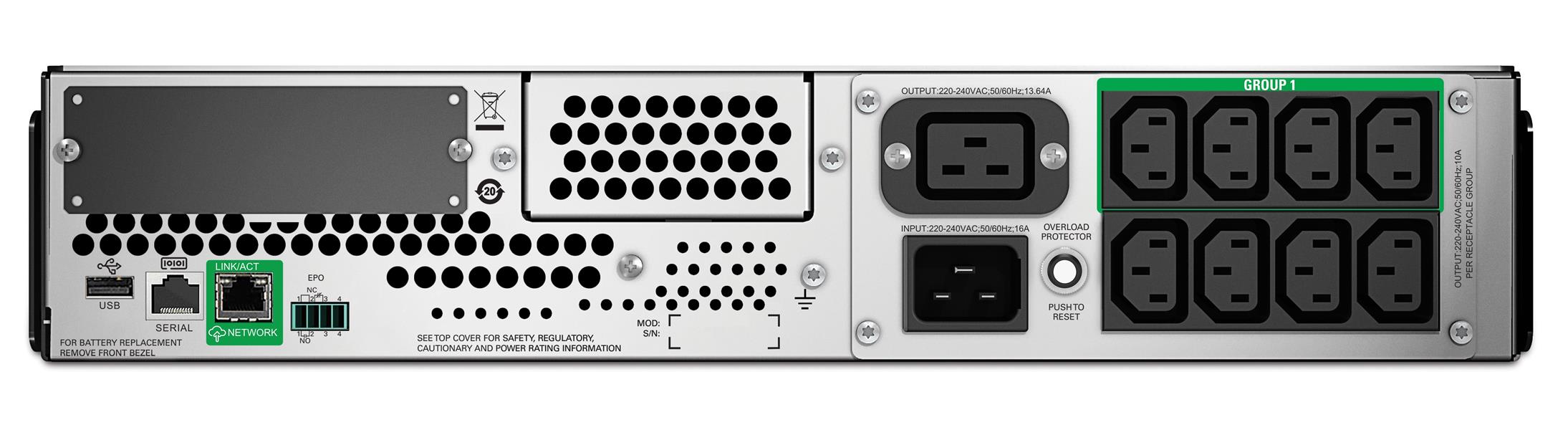 APC Smart-UPS SMT2200RMI2UC Noodstroomvoeding - 8x C13, 1x C19, USB, Rack Mountable, SmartConnect, 2200VA