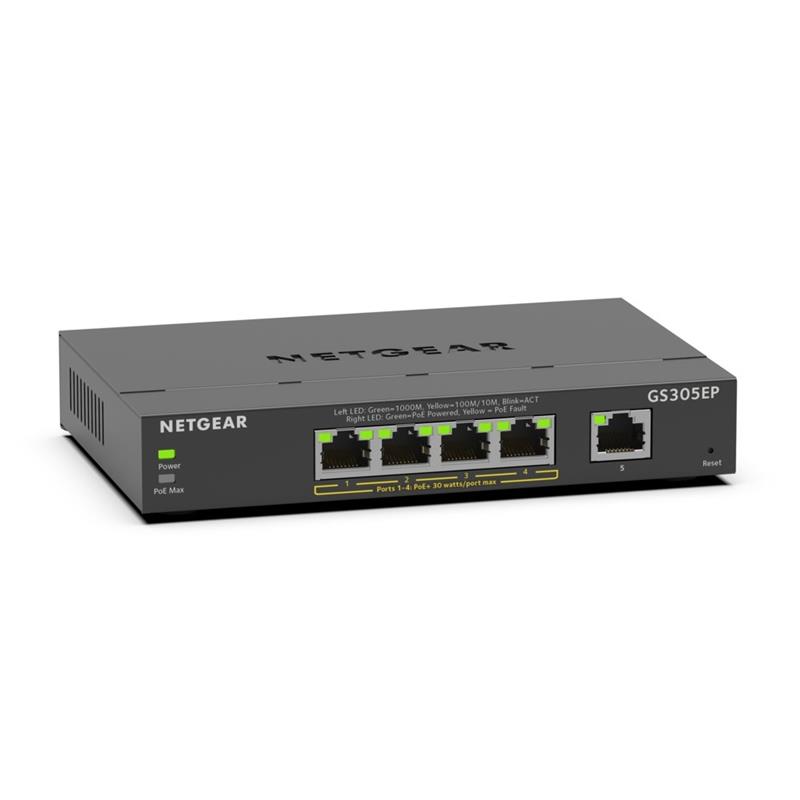 Netgear GS305EP Managed L2/L3 Gigabit Ethernet (10/100/1000) Zwart Power over Ethernet (PoE)