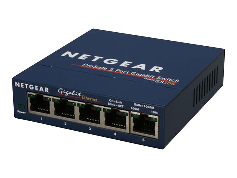 Netgear ProSAFE Unmanaged Switch - GS105 - Desktop - 5 Gigabit Ethernet poorten 10/100/1000 Mbps