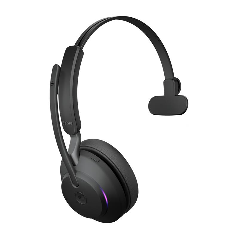 Jabra Evolve2 65, MS Mono Headset Draadloos Hoofdband Kantoor/callcenter USB Type-A Bluetooth Zwart