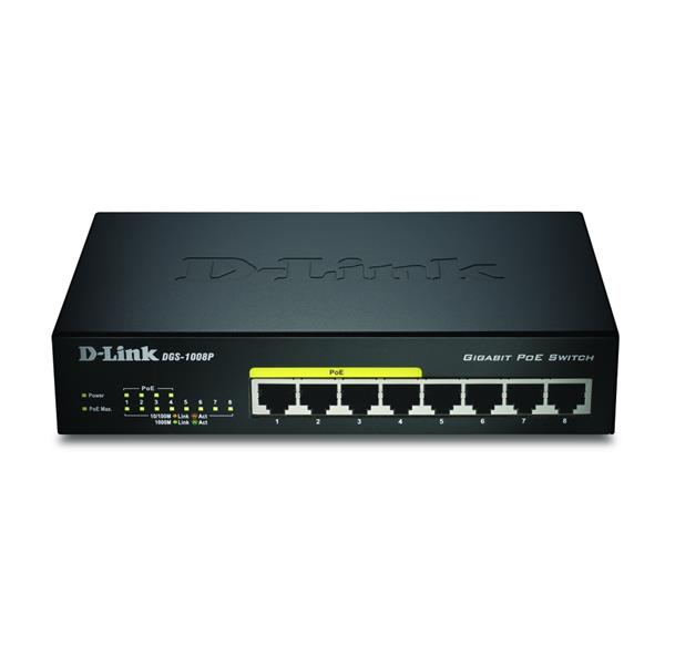 D-Link DGS-1008P/E netwerk-switch L2 Zwart Power over Ethernet (PoE)