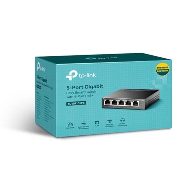 TP-LINK TL-SG105PE netwerk-switch Unmanaged L2 Gigabit Ethernet (10/100/1000) Zwart Power over Ethernet (PoE)