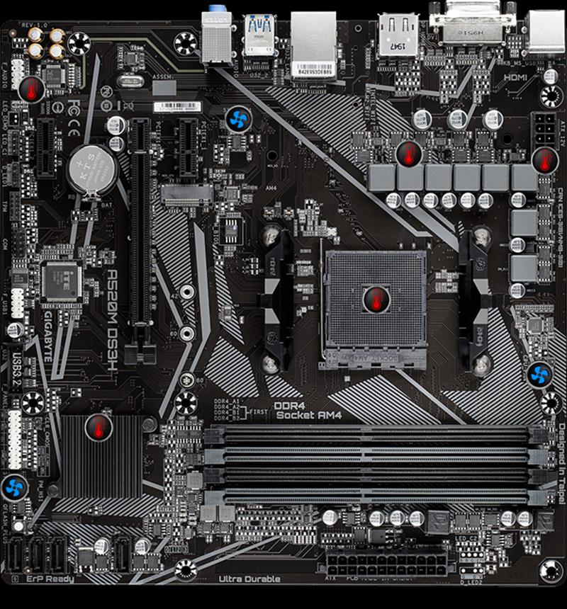 Gigabyte A520M DS3H moederbord Socket AM4 micro ATX