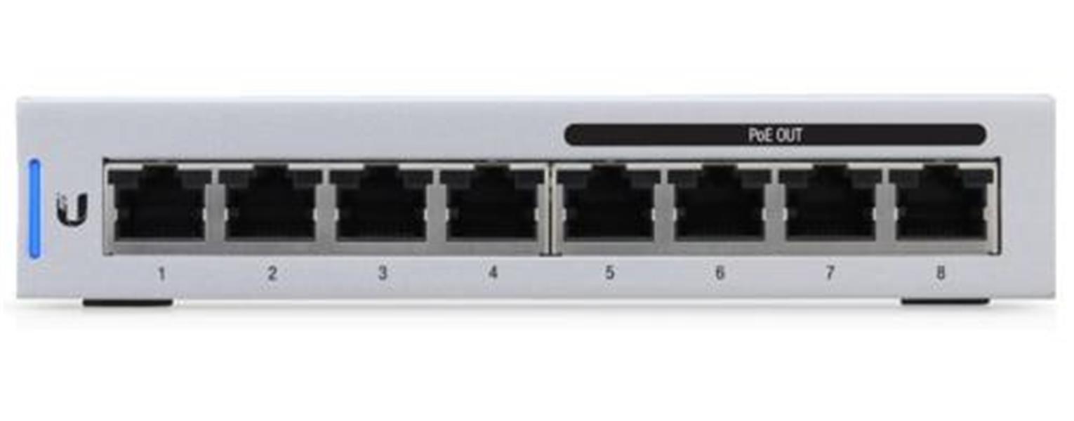 Ubiquiti UniFi Switch 8 Managed Gigabit Ethernet 10 100 1000 Power over Ethernet PoE Grijs