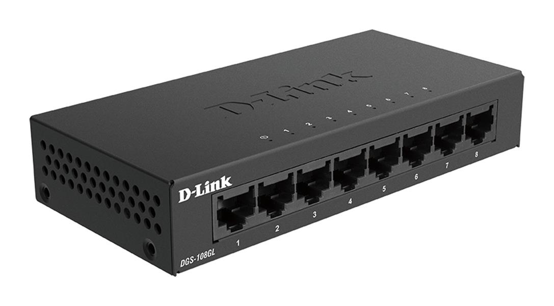 D-Link DGS-108GL Unmanaged Gigabit Ethernet (10/100/1000) Zwart