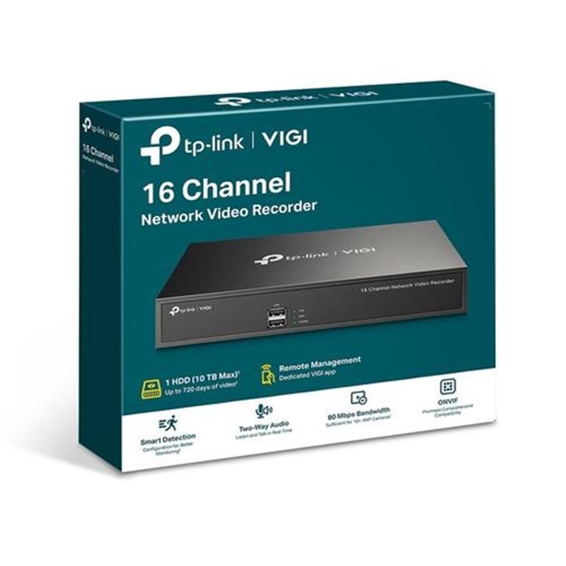 TP-Link VIGI NVR1016H Netwerk Video Recorder (NVR) Zwart