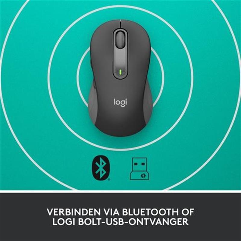 Logitech Signature M650 Draadloze Muis - Voor kleine tot middelgrote handen, 2 jaar batterijduur, stil klikken, aanpasbare zijknoppen, Bluetooth, comp