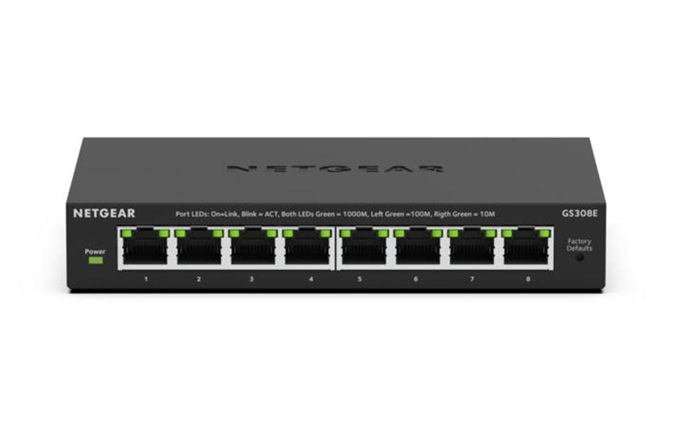 NETGEAR GS308E Managed L2/L3 Gigabit Ethernet (10/100/1000) Power over Ethernet (PoE) Zwart