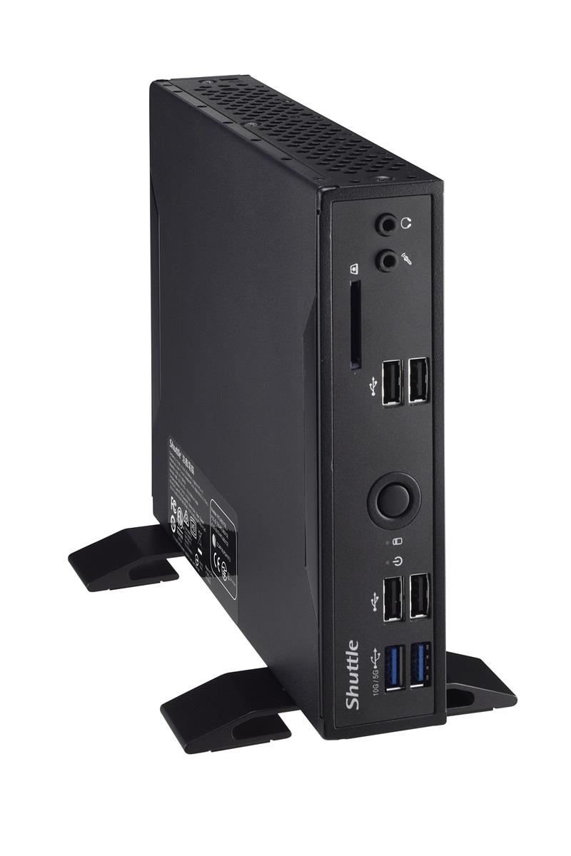 Shuttle XPC slim Barebone DS20UV2, Celeron 5205U, 1xHDMI, 1xDP, 1xVGA, 2xLAN (1xGbit, 1x2.5Gbit), 1xCOM, 8xUSB, ventilatorloos, 24/7 permanent gebruik