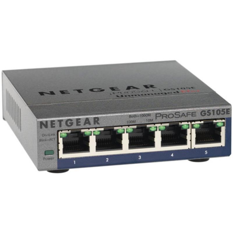 Netgear ProSAFE Unmanaged Plus Switch - GS105E - 5 Gigabit Ethernet poorten