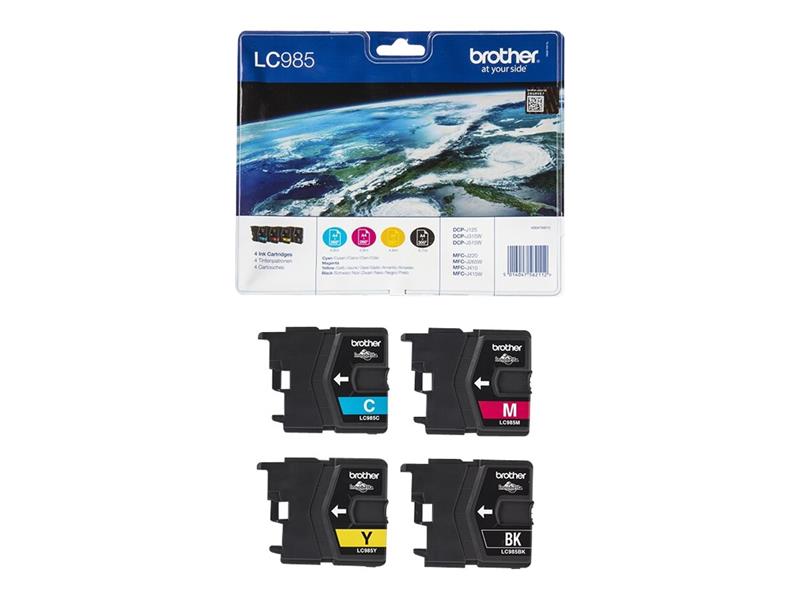 Brother LC-985VALBP inktcartridge Origineel Zwart, Cyaan, Magenta, Geel Multipack 4 stuk(s)