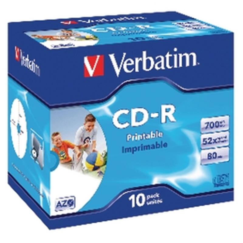 Verbatim CD-R AZO Wide Inkjet Printable 700 MB 10 stuk(s)