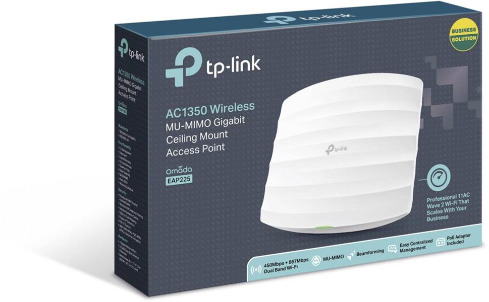 TP-LINK EAP225 draadloze router Dual-band (2.4 GHz / 5 GHz) Gigabit Ethernet Wit