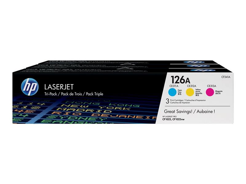 HP 126A Origineel Cyaan, Magenta, Geel Multipack 3 stuk(s)
