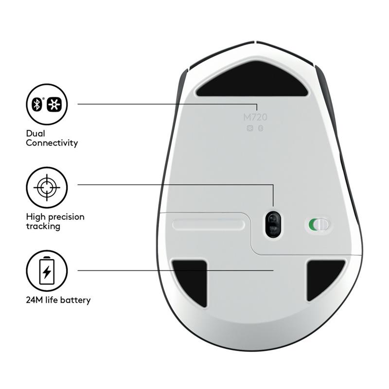 Logitech M720 muis RF draadloos + Bluetooth Optisch 1000 DPI Rechtshandig