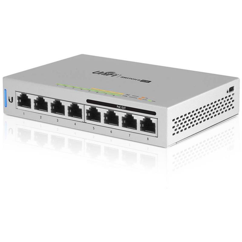 Ubiquiti UniFi Switch 8 Managed Gigabit Ethernet 10 100 1000 Power over Ethernet PoE Grijs