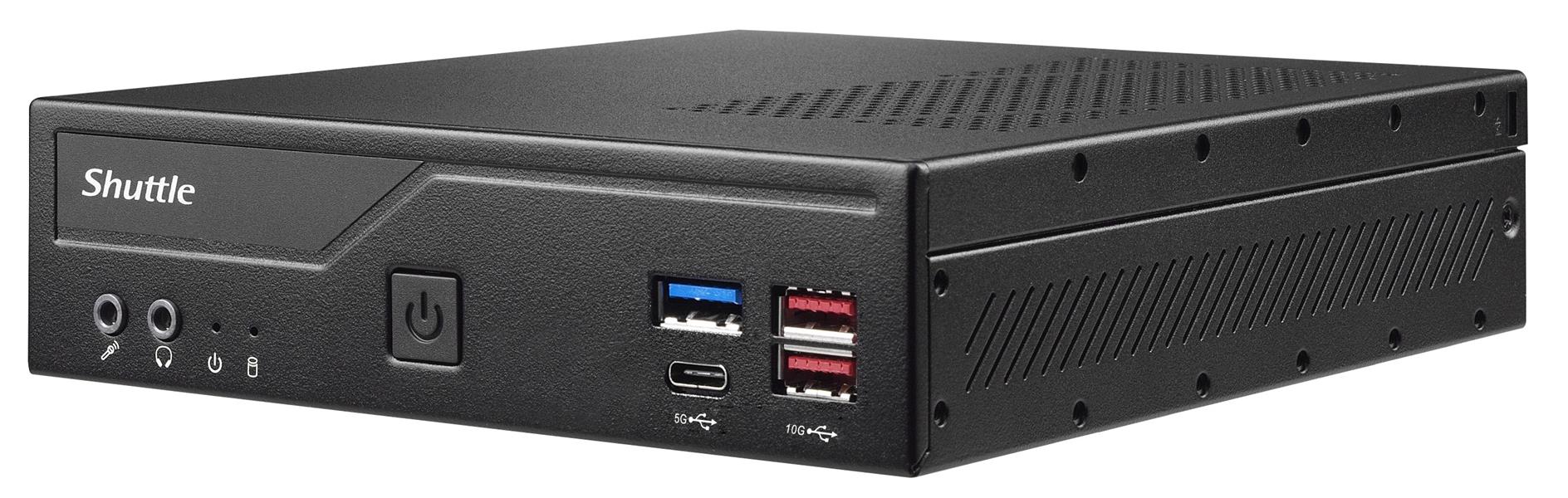 Shuttle Slim PC DH670V2 , S1700, 2x HDMI, 2x DP , 2x 2.5G LAN, 2x COM, 8x USB, 1x 2.5"", 2x M.2, 24/7 permanent gebruik, incl. VESA