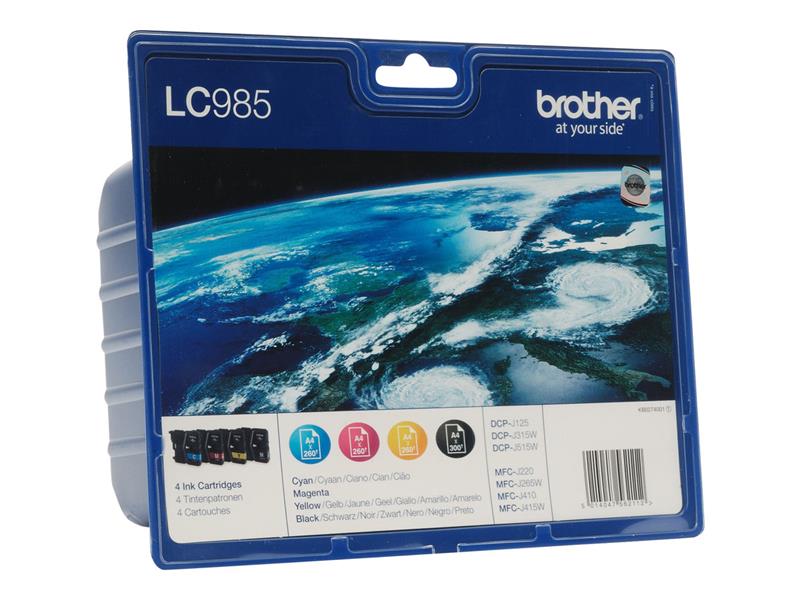 Brother LC-985VALBP inktcartridge Origineel Zwart, Cyaan, Magenta, Geel Multipack 4 stuk(s)