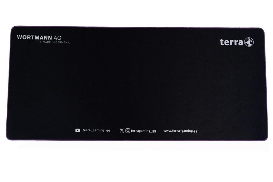 TERRA Mousepad XXL NEON Gaming black/purple lila Umkettelung, 900 x 400 x 3 mm